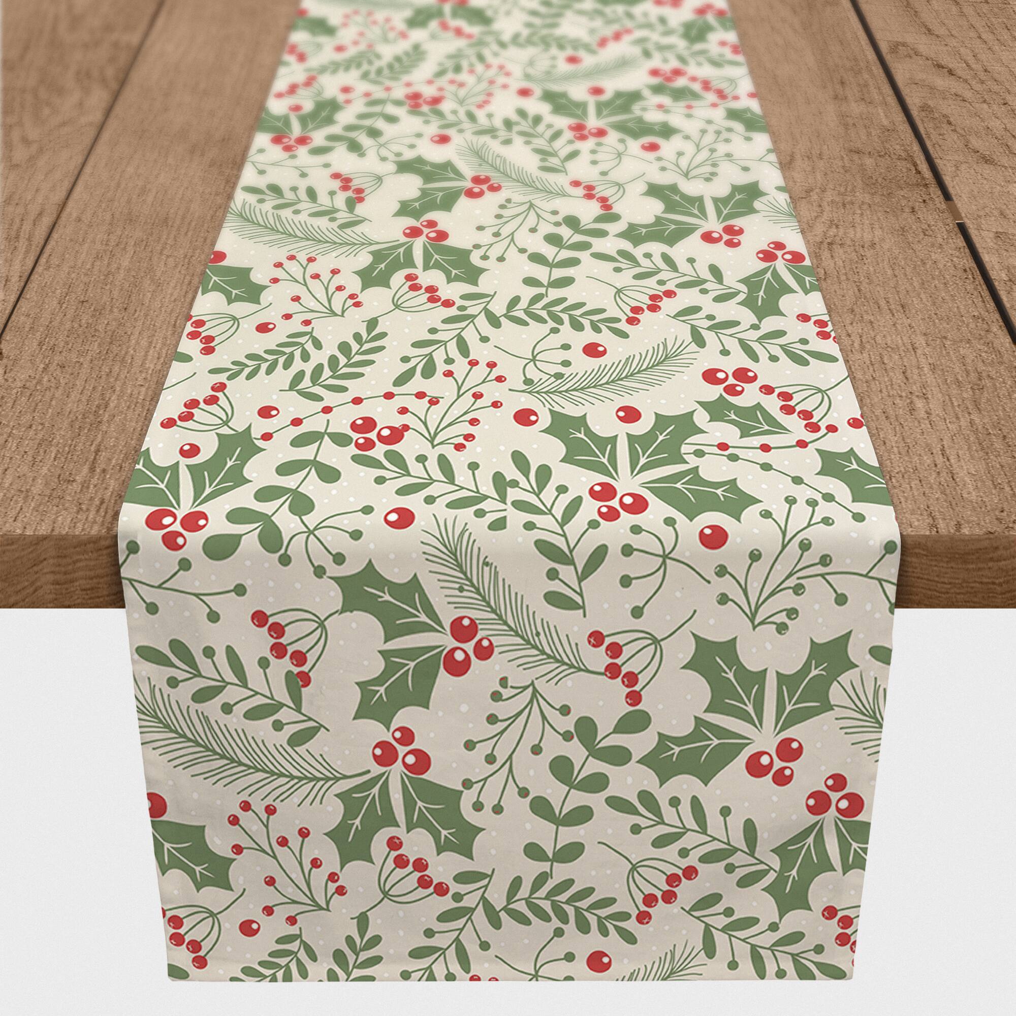 72" Holly Pattern Poly Twill Table Runner